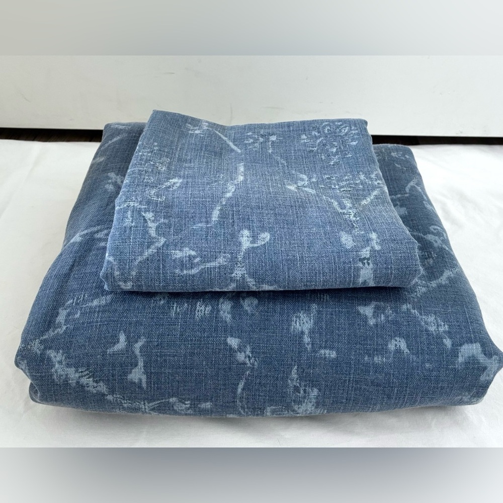 Restoration Hardware Italian Cotton Twin Duvet Cover Set – Blue Trellis